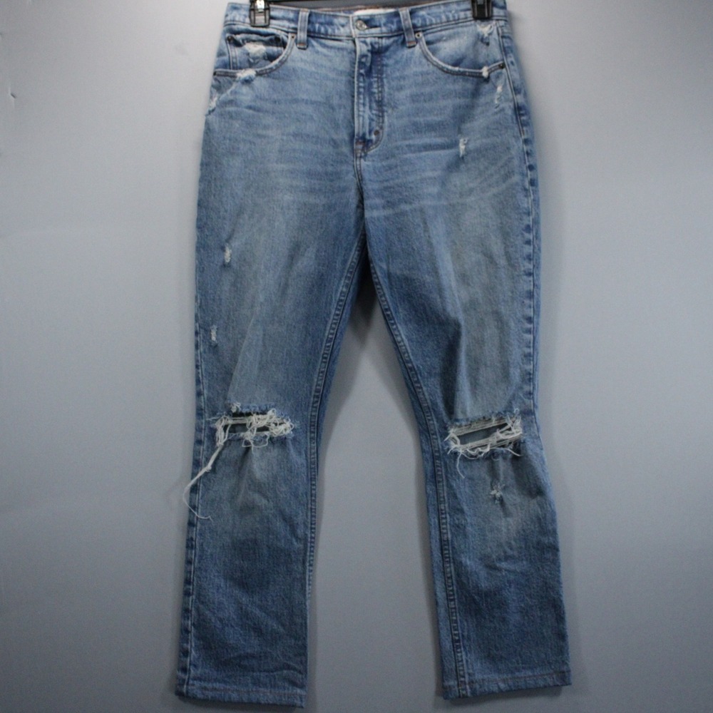 Abercrombie & Fitch 90s Skinny Retro Curvy Jeans Distressed Blue Size 10R x 30